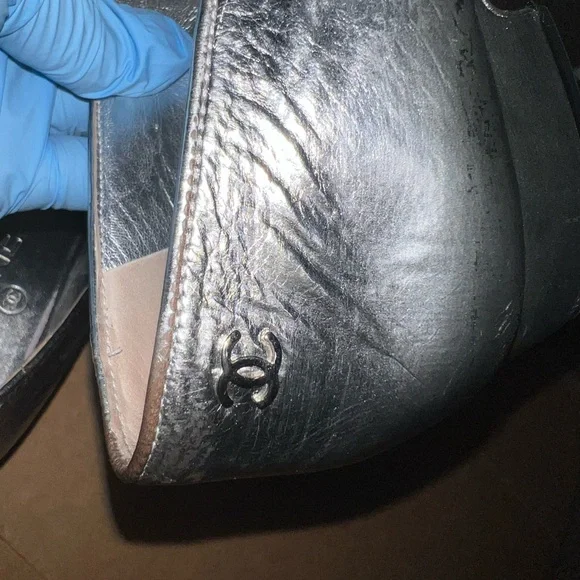 Chanel Silver Mary Jane Women's Shoes. READ DESCRIPTION - Picture 13 of 14